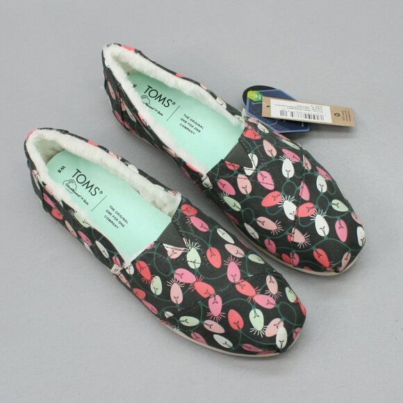 TOMS Ladies 8 Alpargata Glow in the Dark Christmas Tree Lights Shoes - 10017521 - Picture 7 of 10